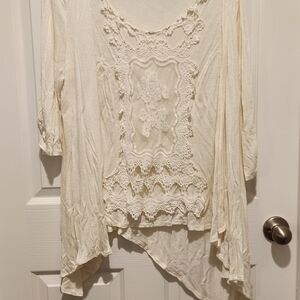 New Directions Cream Lace Blouse
